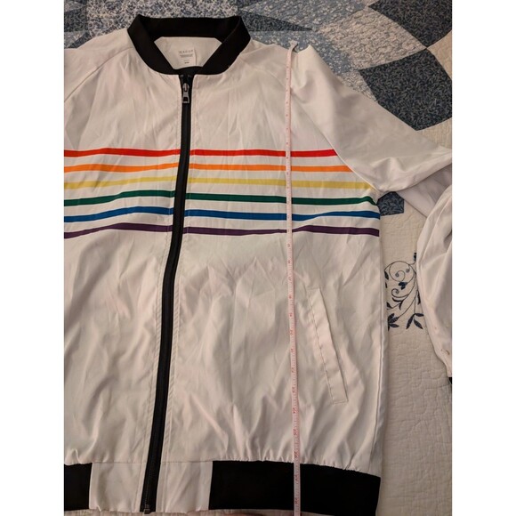 Harlow And Lloyd Mens Rainbow Striped Pride Bomber Jacket Size XXL - Picture 11 of 12